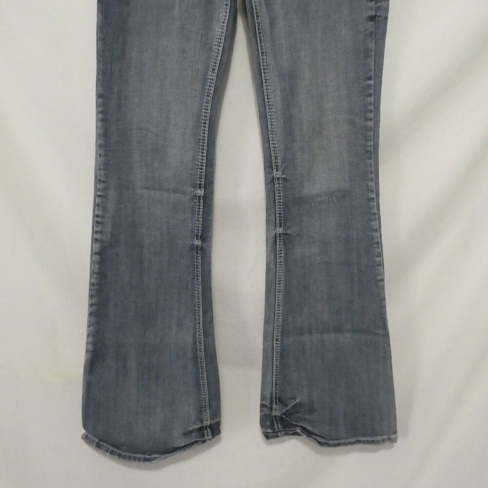 AMETHYST | 14 inch waist measured | Distressed Faded Blue Flare Jeans - Picture 7 of 16